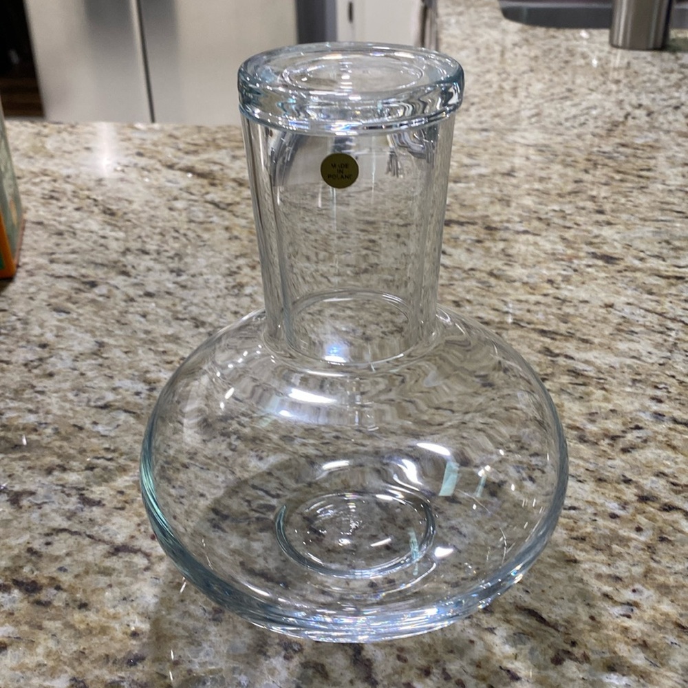 Polish Clear Glass Tumble Up Bedside Carafe Water Carafe Hotel Style Elegant